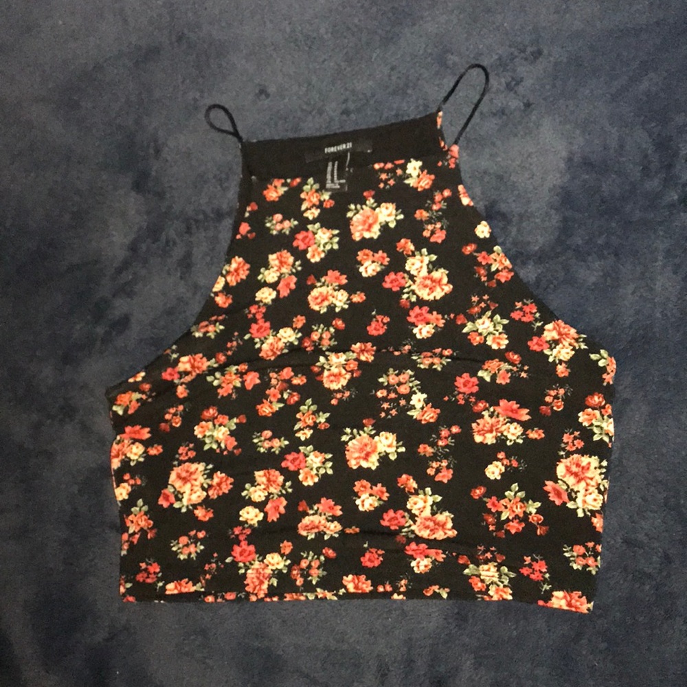 Forever 21 high-neck flower crop top